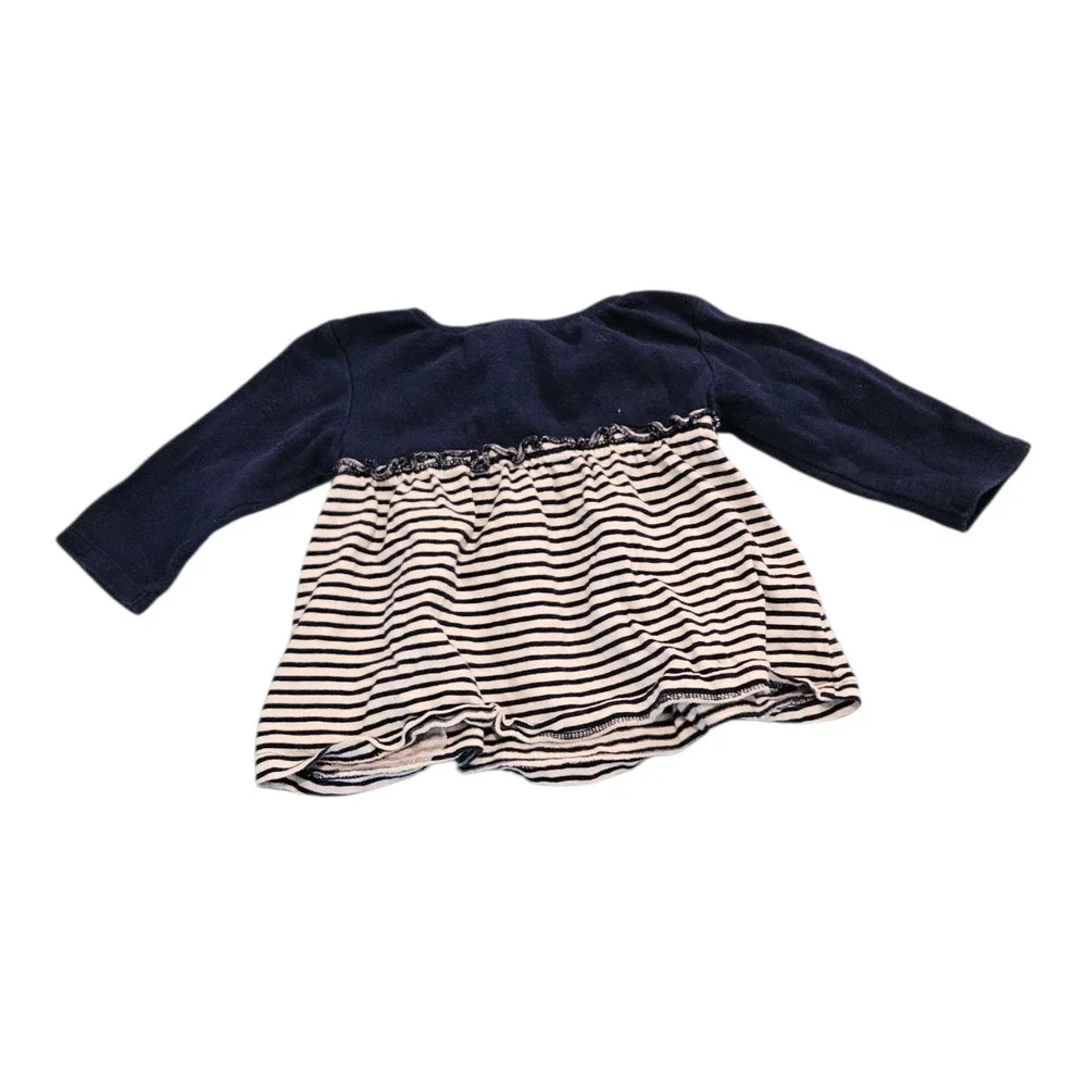 Cuddle Bear Collection Child Size 6M Blue and White Long Sleeve Striped Dress